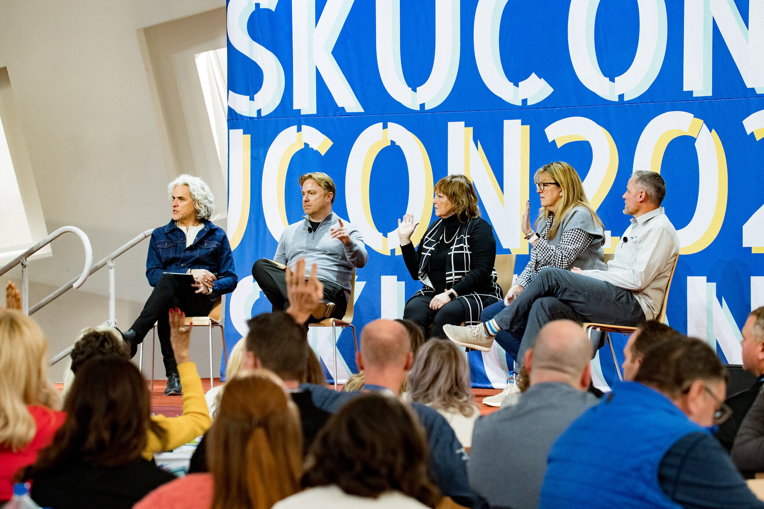 Left to right: Bobby Lehew with commonsku, Kevin Felgate with Name Brand Promotions, Kate Ivory with GIDI Promotions, Brenda Speirs with Buzztag, and Brandon Mackay with SnugzUSA