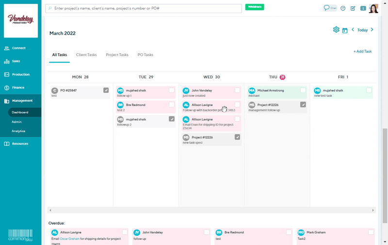 Checking off a task on the commonsku dashboard task panel